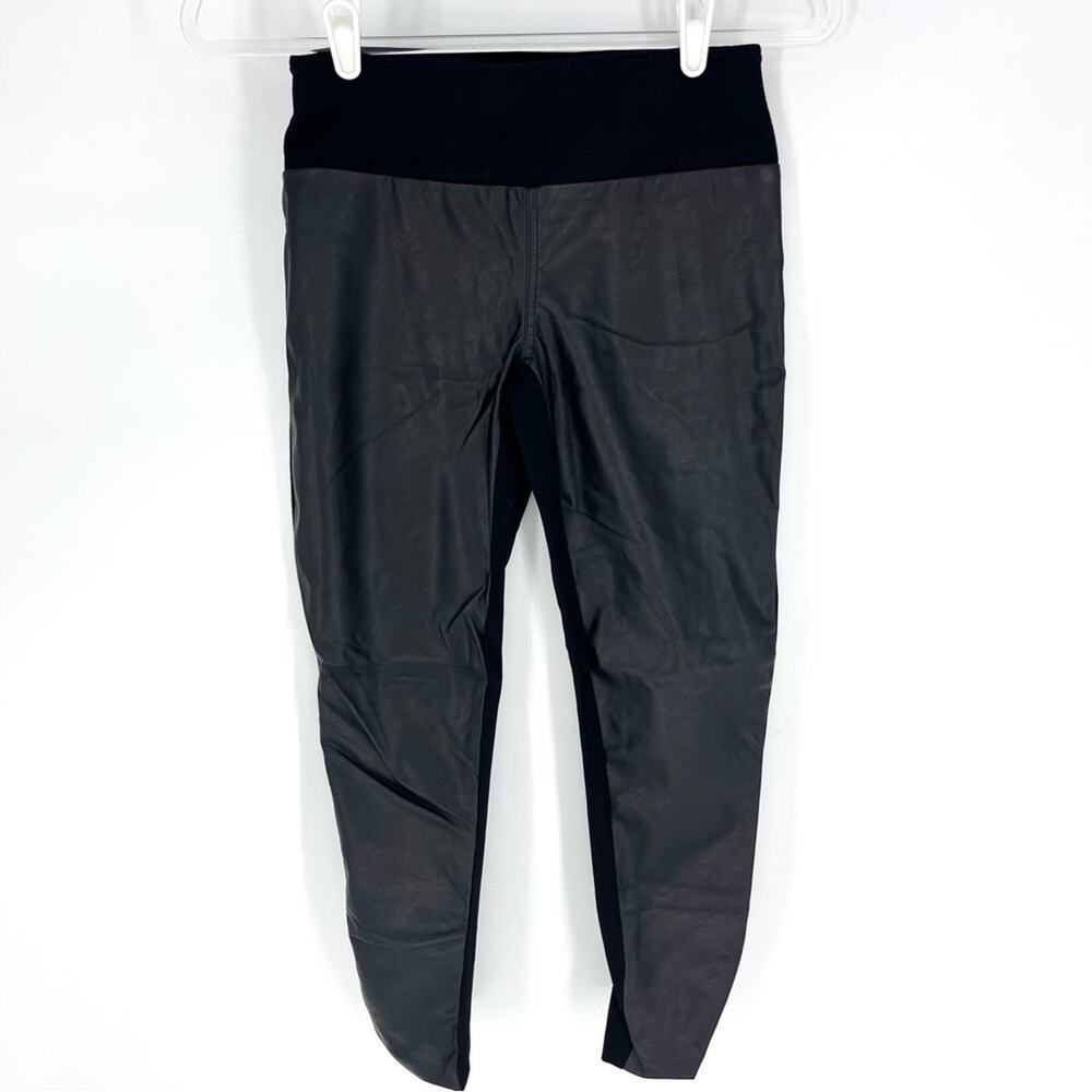 INC Vegan Faux Leather Front Panel Leggings Black Size‎ 2S